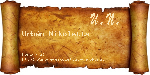 Urbán Nikoletta névjegykártya
